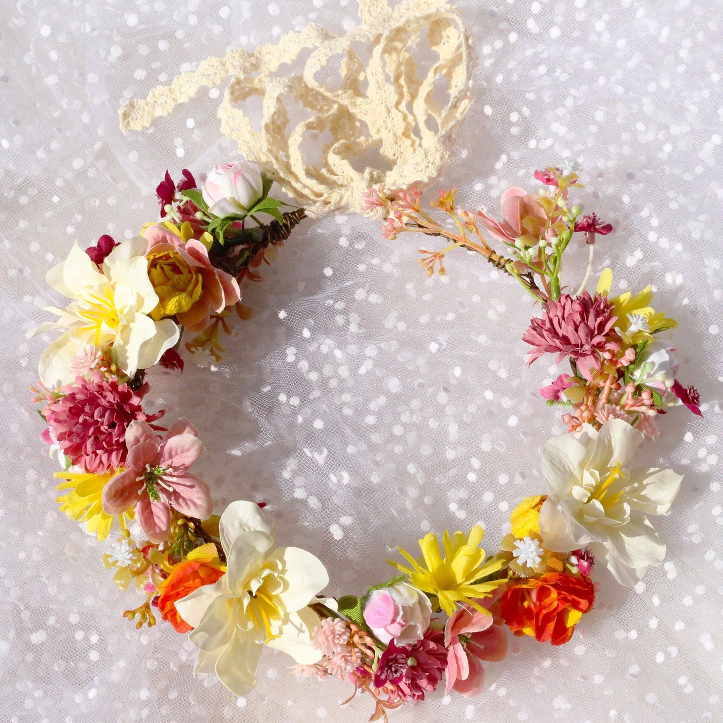 Corona de Flores Otoñales LUCÍA • Accesorio de Cabello