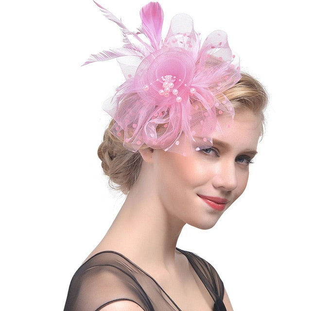 Tocado de Cóctel con Plumas y Velo OLIVIA • Estilo Vintage