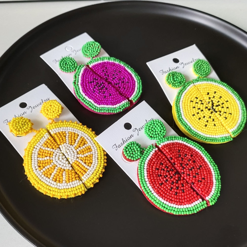 Pendientes Redondos de Frutas REBECA • Estilo Boho Summer