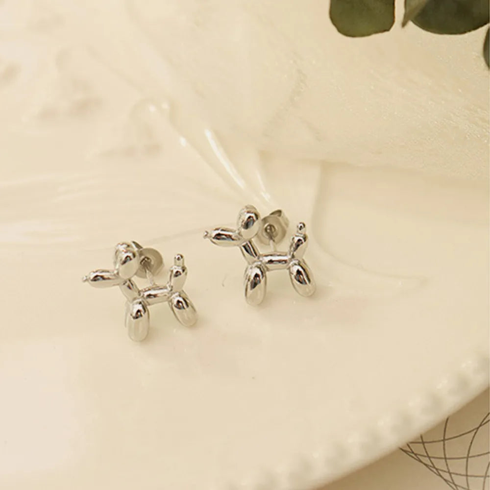 Pendientes de Perrito en Titanio Bañado en Oro 18K • Diseño Exclusivo