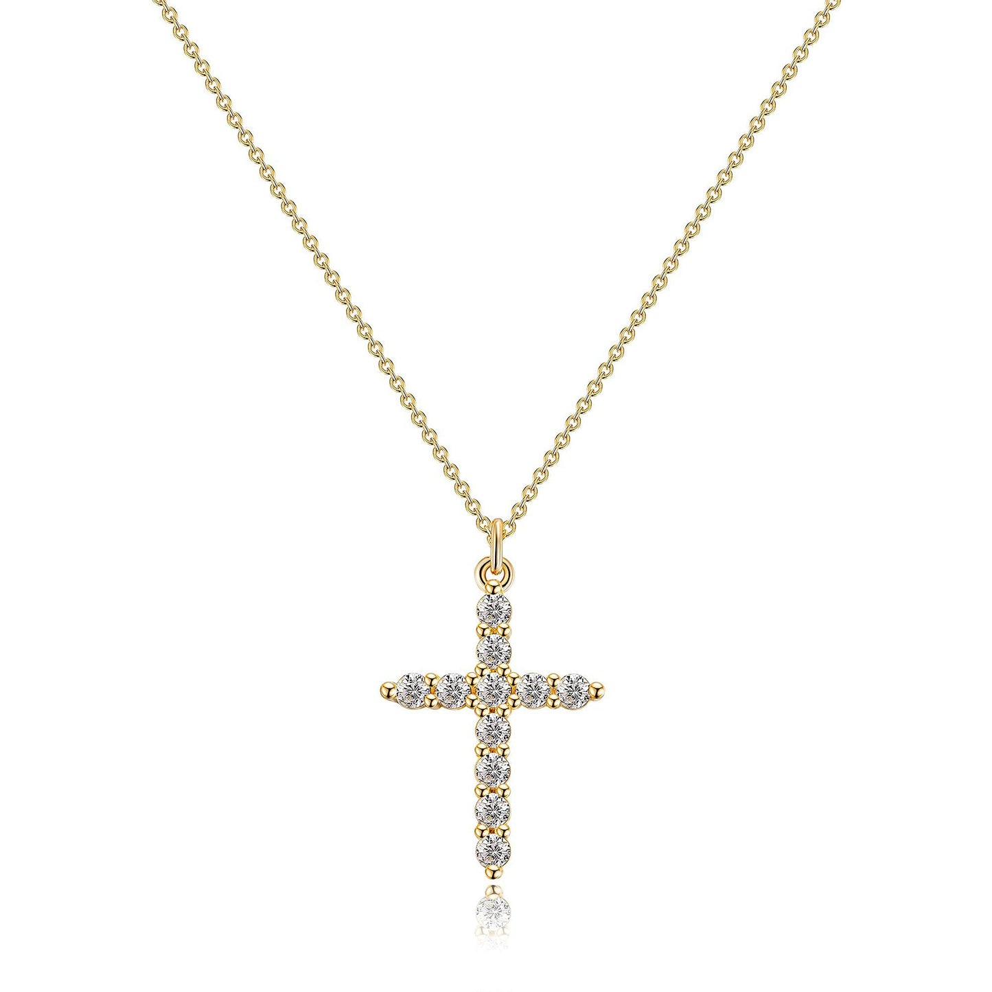 Collar de Cruz con Zirconia Bañado en Oro 18K y Platino • Lujo y Fe