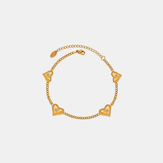 Pulsera de Corazón con Zirconia en Titanio • Romance Minimalista