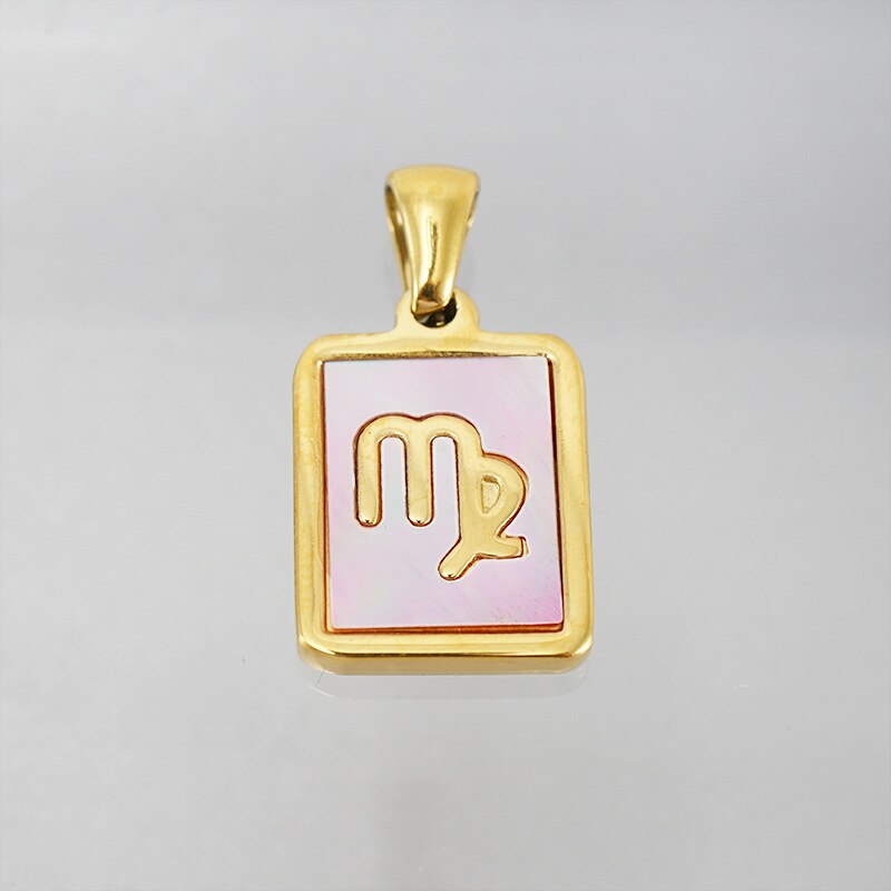 Collar Gargantilla de Constelación del Zodiaco con Concha Rosa • Acero Bañado en Oro 18K