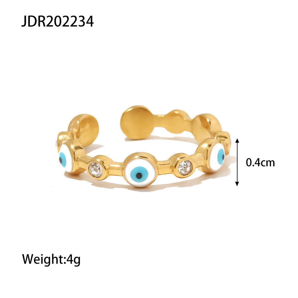 Anillo Abierto de Ojo protección Bañado en Oro 18K • Amuleto y Estilo