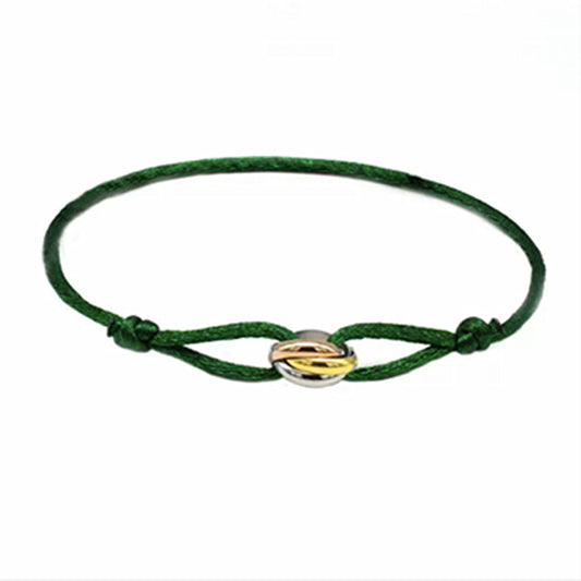 Pulsera de Cordón Tejido con Anillos Tricolor RENEÉ • Estilo Clásico