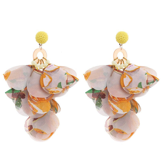 Pendientes Largos de Flores de Tela CAMILA