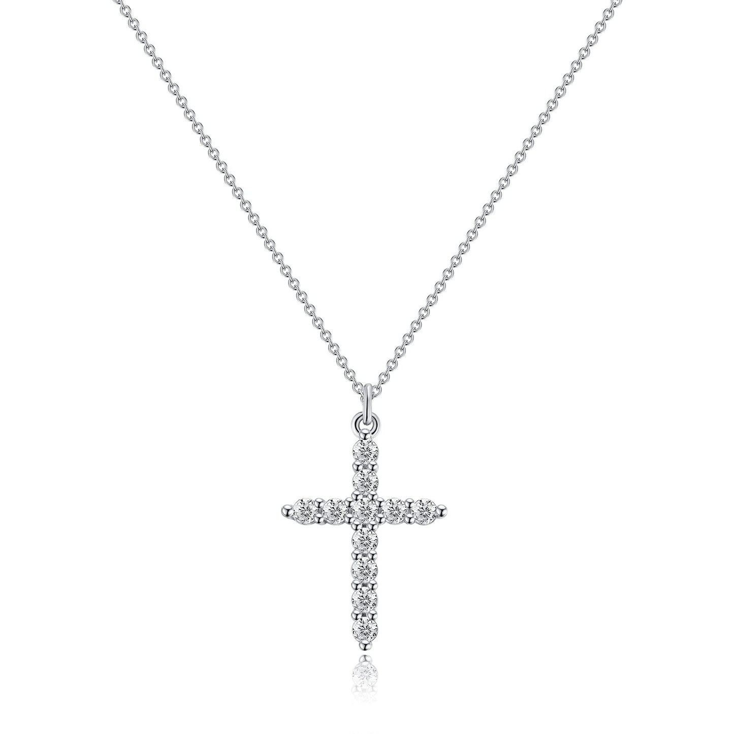 Collar de Cruz con Zirconia Bañado en Oro 18K y Platino • Lujo y Fe