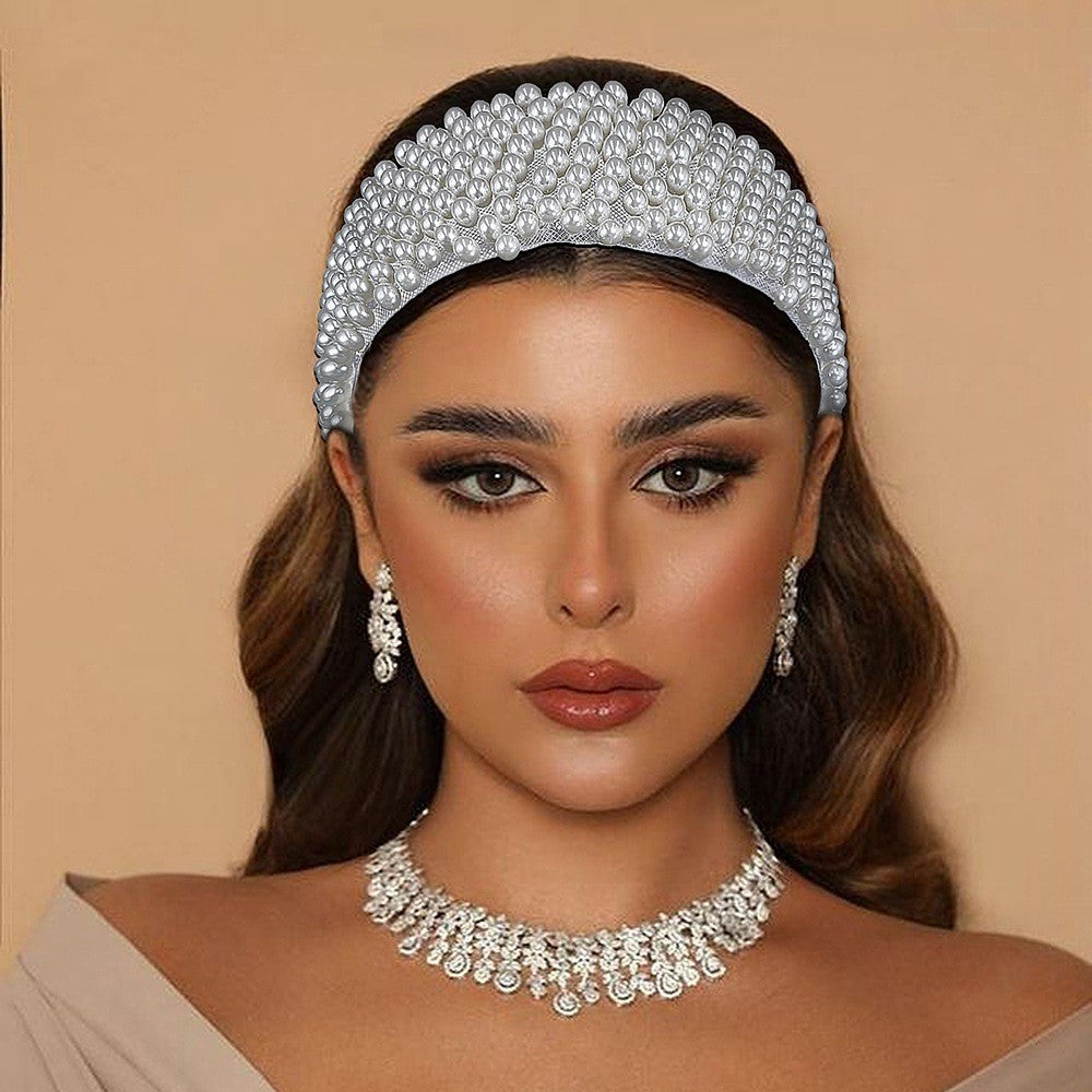 Diadema Nupcial de Perlas y Brillantina MARTINA • Accesorio de Cabello