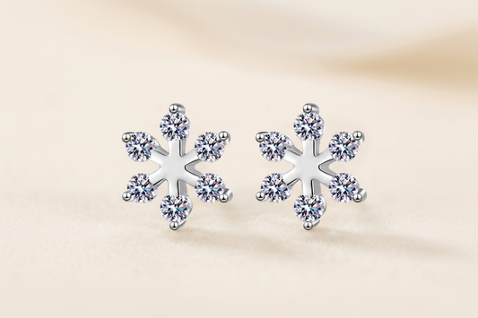 Pendientes Copo de Nieve CHLOE • Plata y Moasánita