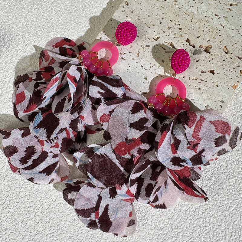 Pendientes Florales con Fleco de Leopardo Layla • Estilo Bold