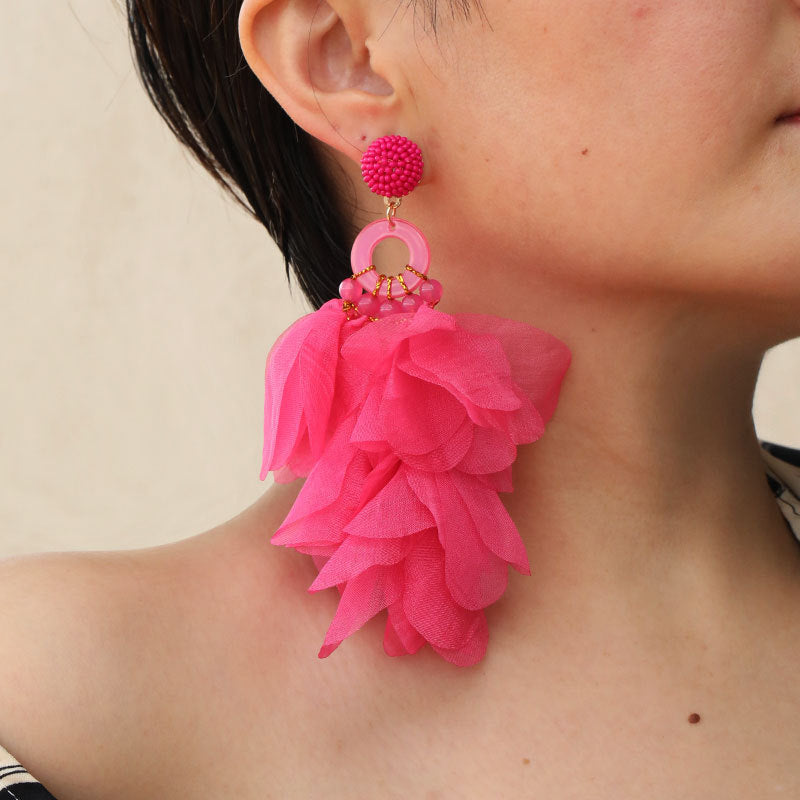Pendientes Largos de Flores de Tela CAMILA